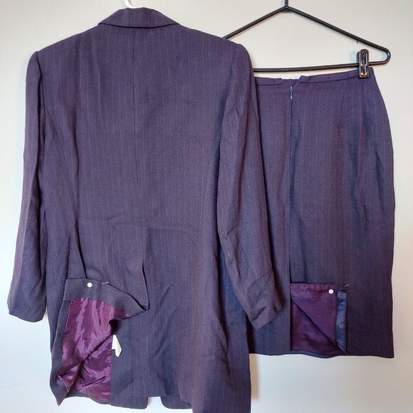 Braemar By Jeremy Scott Long Blazer/Dress Skirt Suit Set, Dark Purple Size 8/10 - Picture 2 of 12